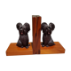 Mid 20th century wooden bookends with carved sitting dogs