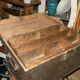 Beautiful cabinetmaker's trunk in wood and metal from the 1900s. With 3 storage compartments