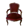 Fauteuil cabriolet style Louis XV fin XIXeme velours rouge cardinal