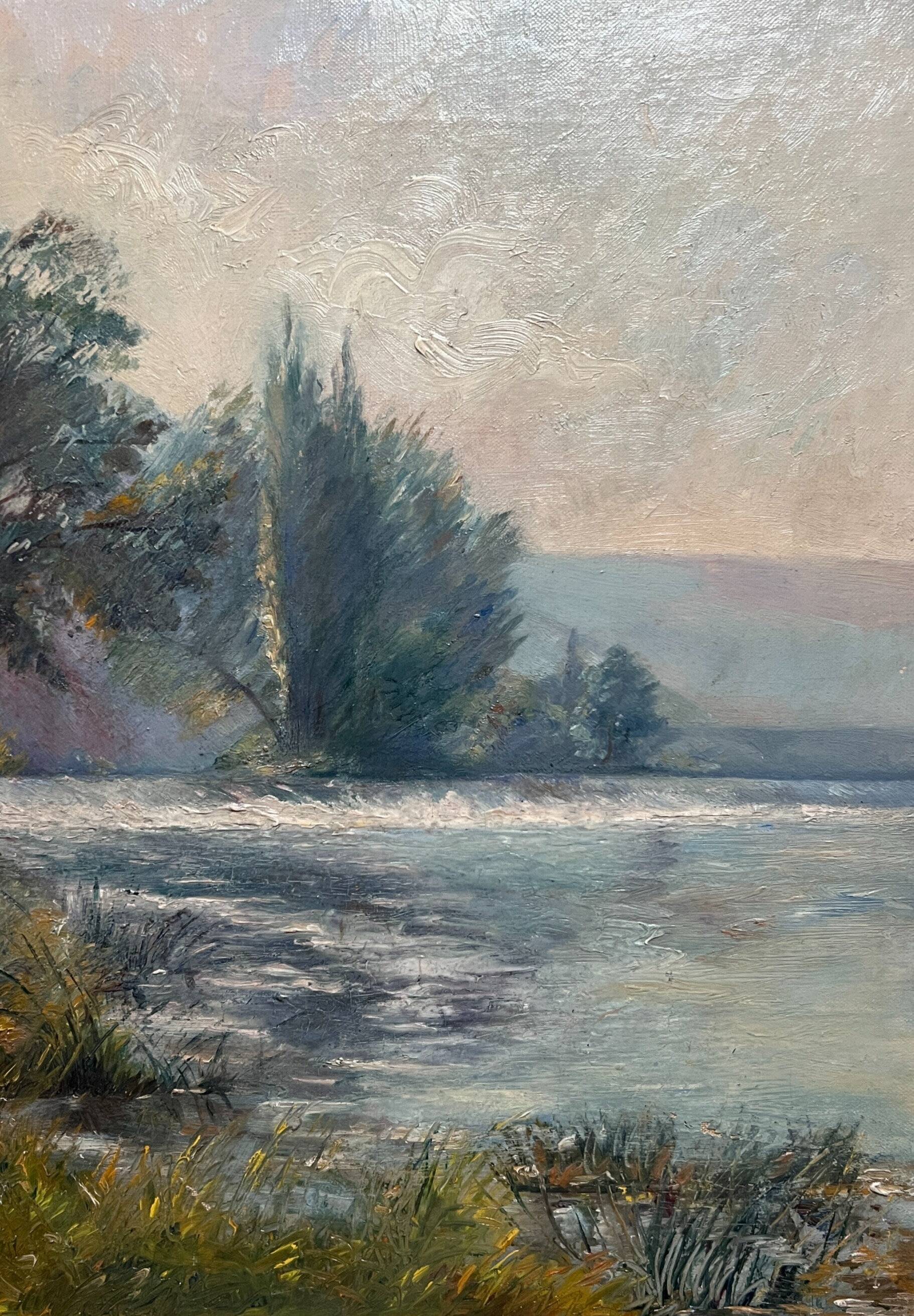 Painting of River and Waterfall Landscape
