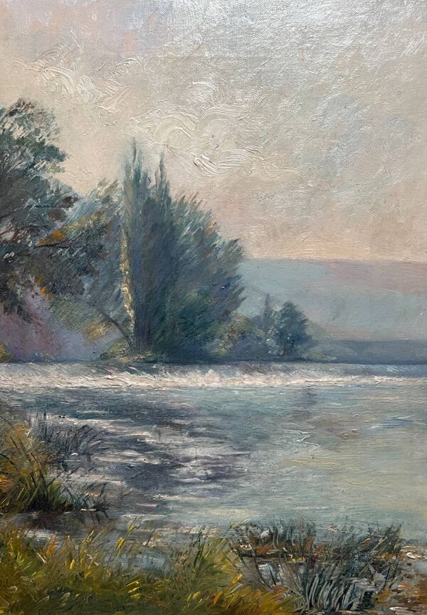 Peinture vue de Rivière et Cascade Paysage