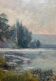 Painting of River and Waterfall Landscape