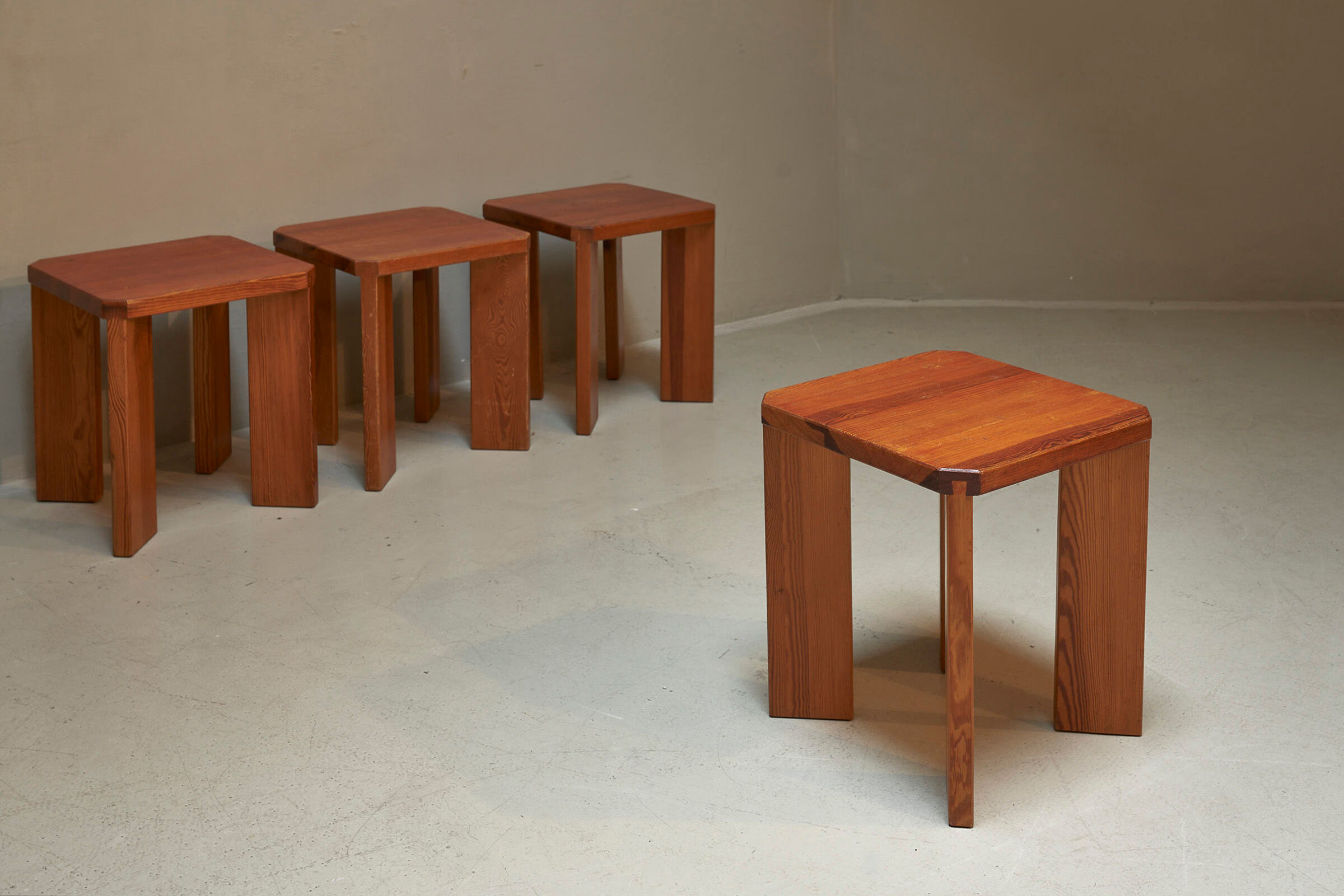 Solid pine stool 1970s