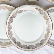 6 flat plates golden white porcelain chauvigny limoges