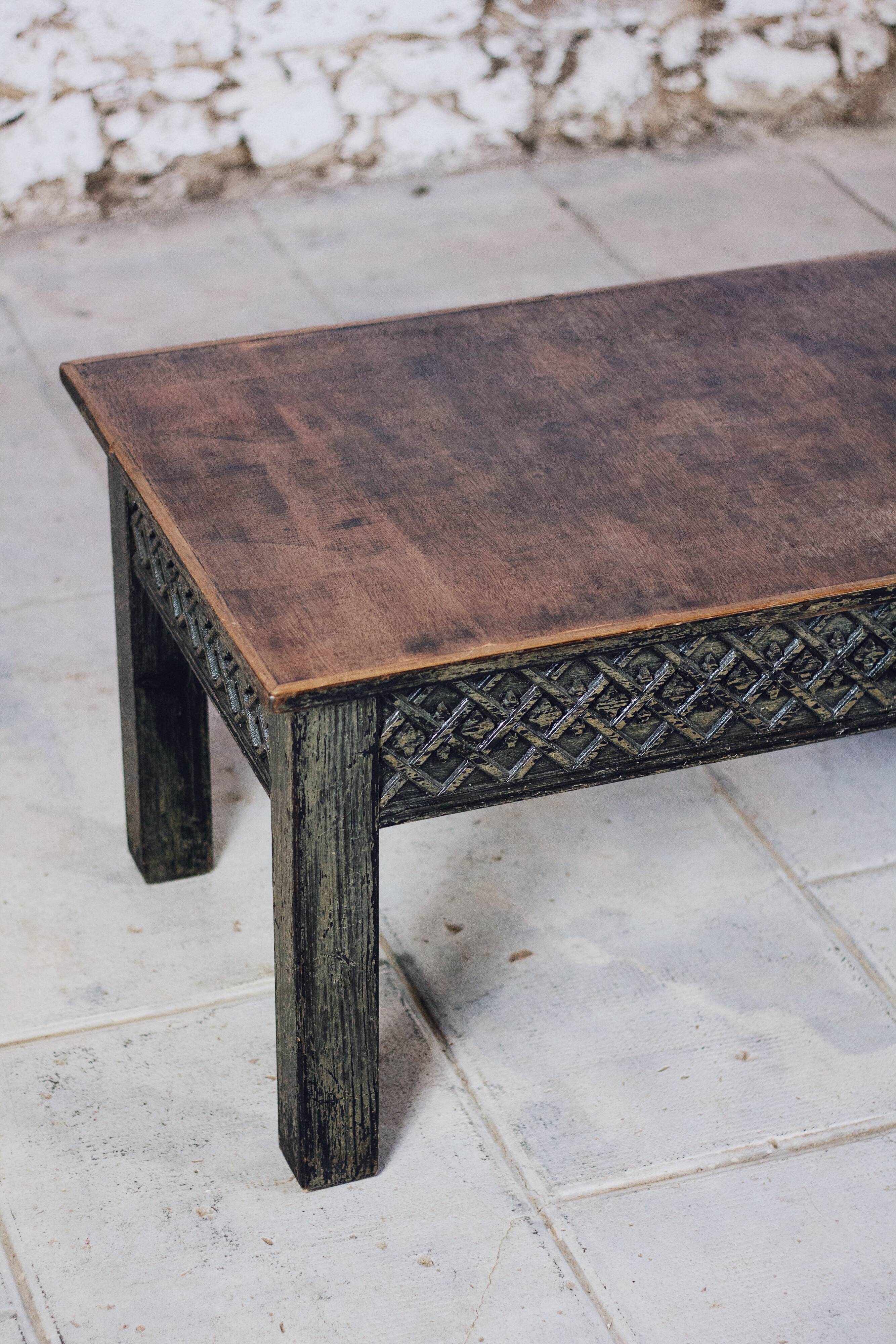 Indian carved wooden coffee table