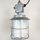 Vintage Industrial Aluminium Lamp with Milk Glass, 1970s