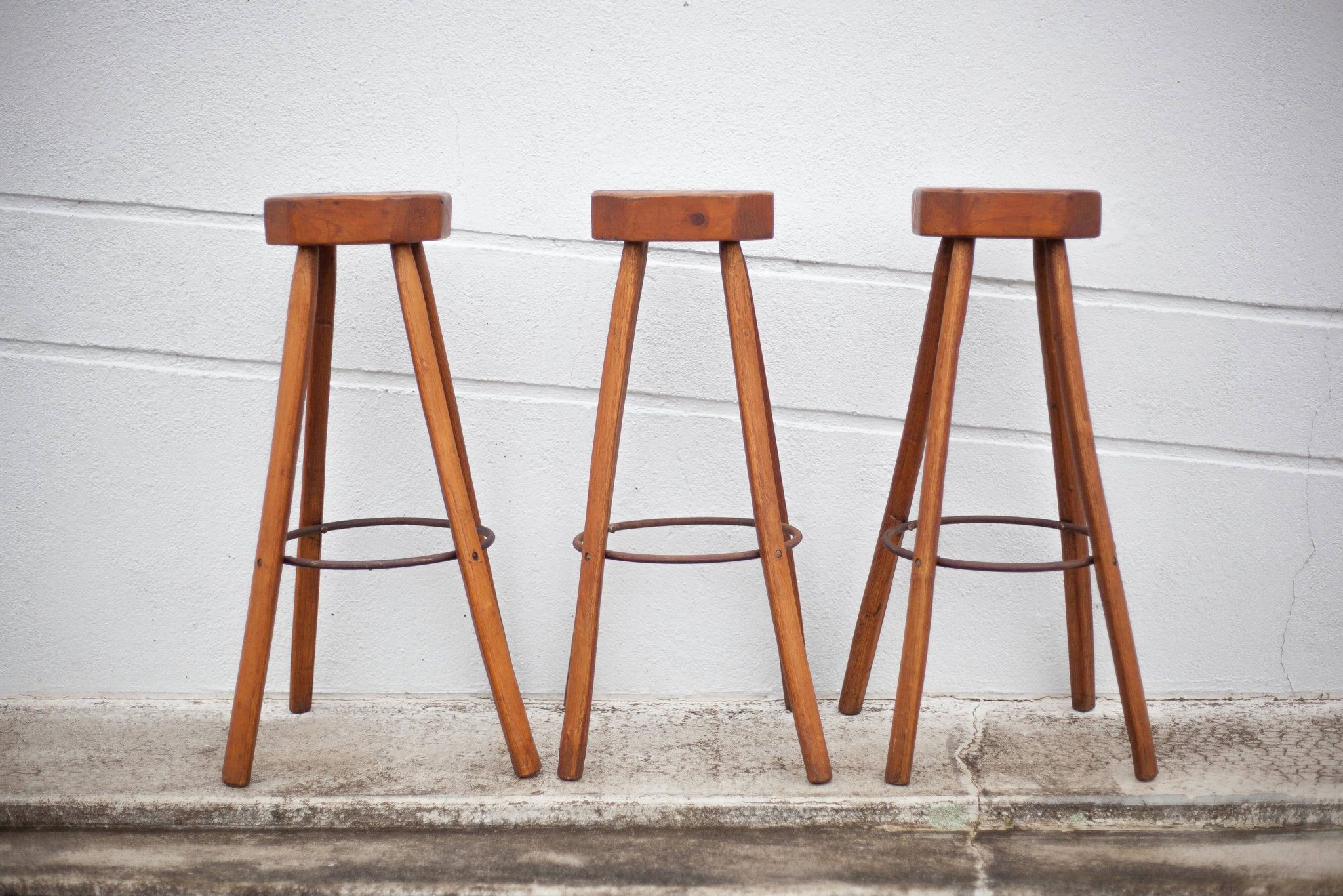 Bar stool X 3, wood and metal stool, brustalist stool, high stool