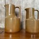 Pair of antique brenne pitchers in beige french stoneware vintage