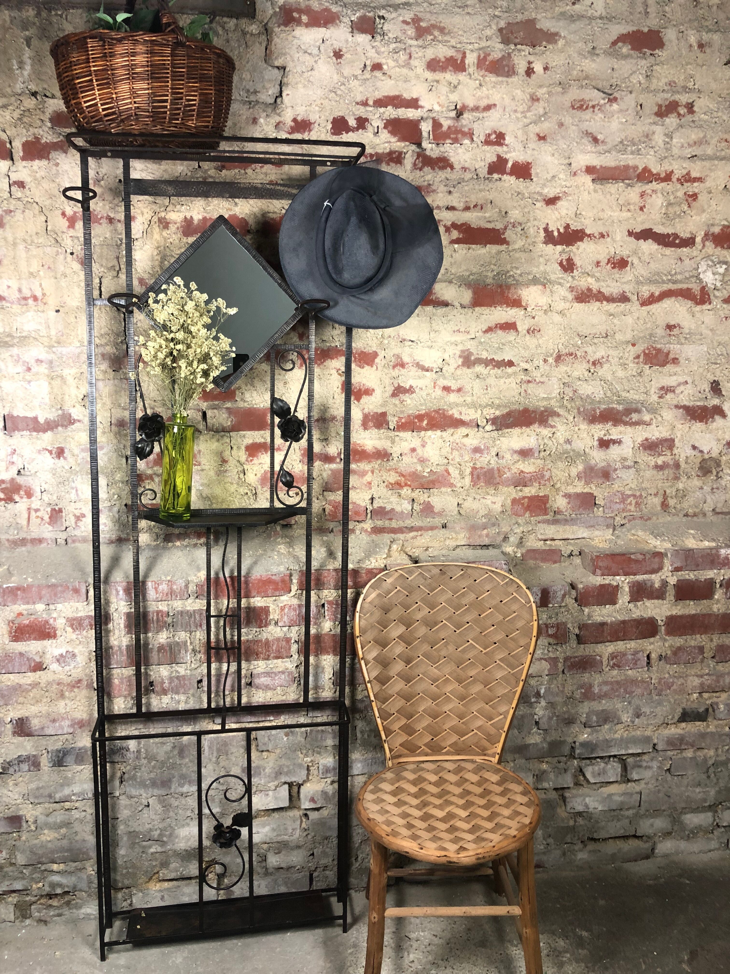 Cloakroom / Art Deco period coat rack in black wrought iron