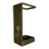 Hollywood Regency Solid 7.5kg Brass Brutalist Floral Umbrella Stand, Italy 1970s