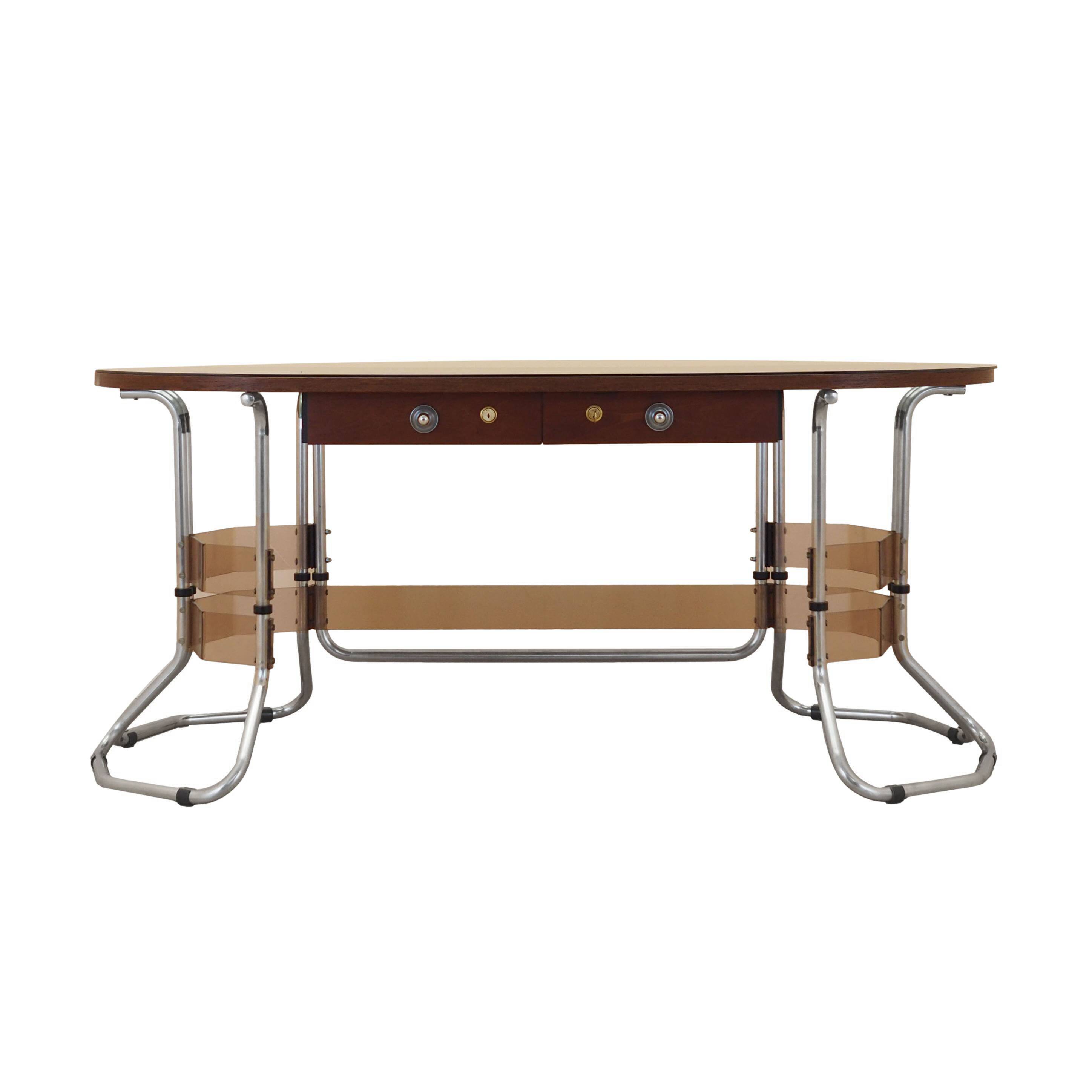 Mahogany desk, Italian design, 1980s, made in Italy