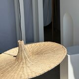 Large suspension, rattan luminaire in hat shape D:80cm