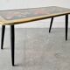 Vintage Coffee Table Floral Glass Top Tapered Legs