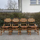 4 bamboo chairs and cannage