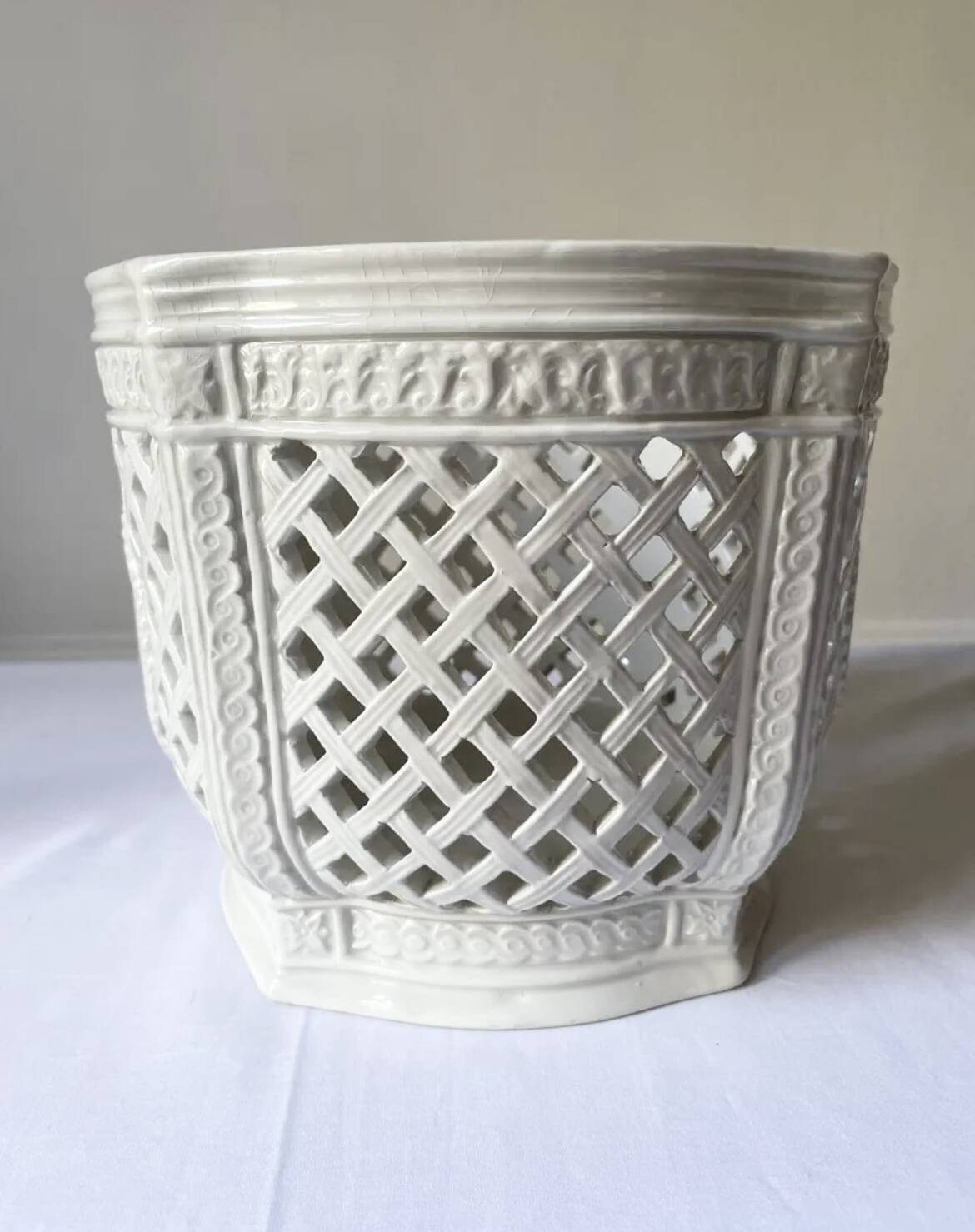 Openwork planter in Italian earthenware