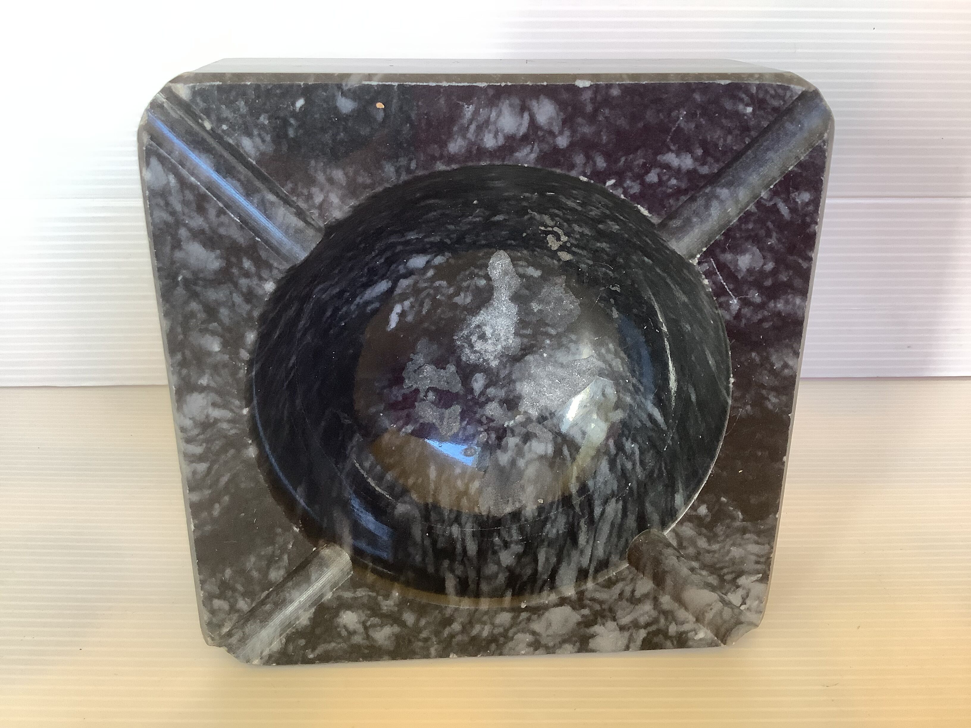 Empty ashtray square pocket marble gray black