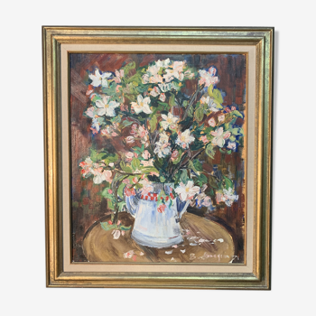 Painting, still life with flowers, oil on canvas