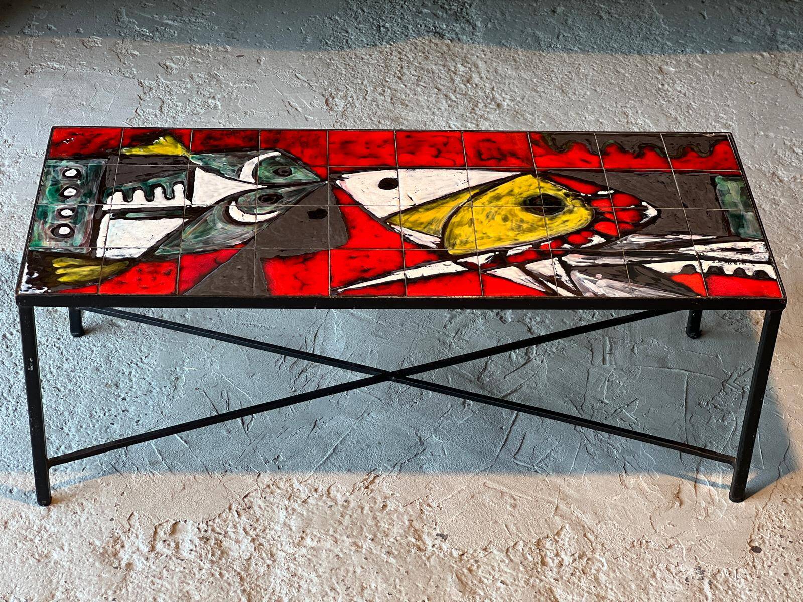 Janette and Georges Picard Ceramic Coffee Table Vallauris 1960