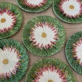 Lot de 12 assiettes barbotine marguerite