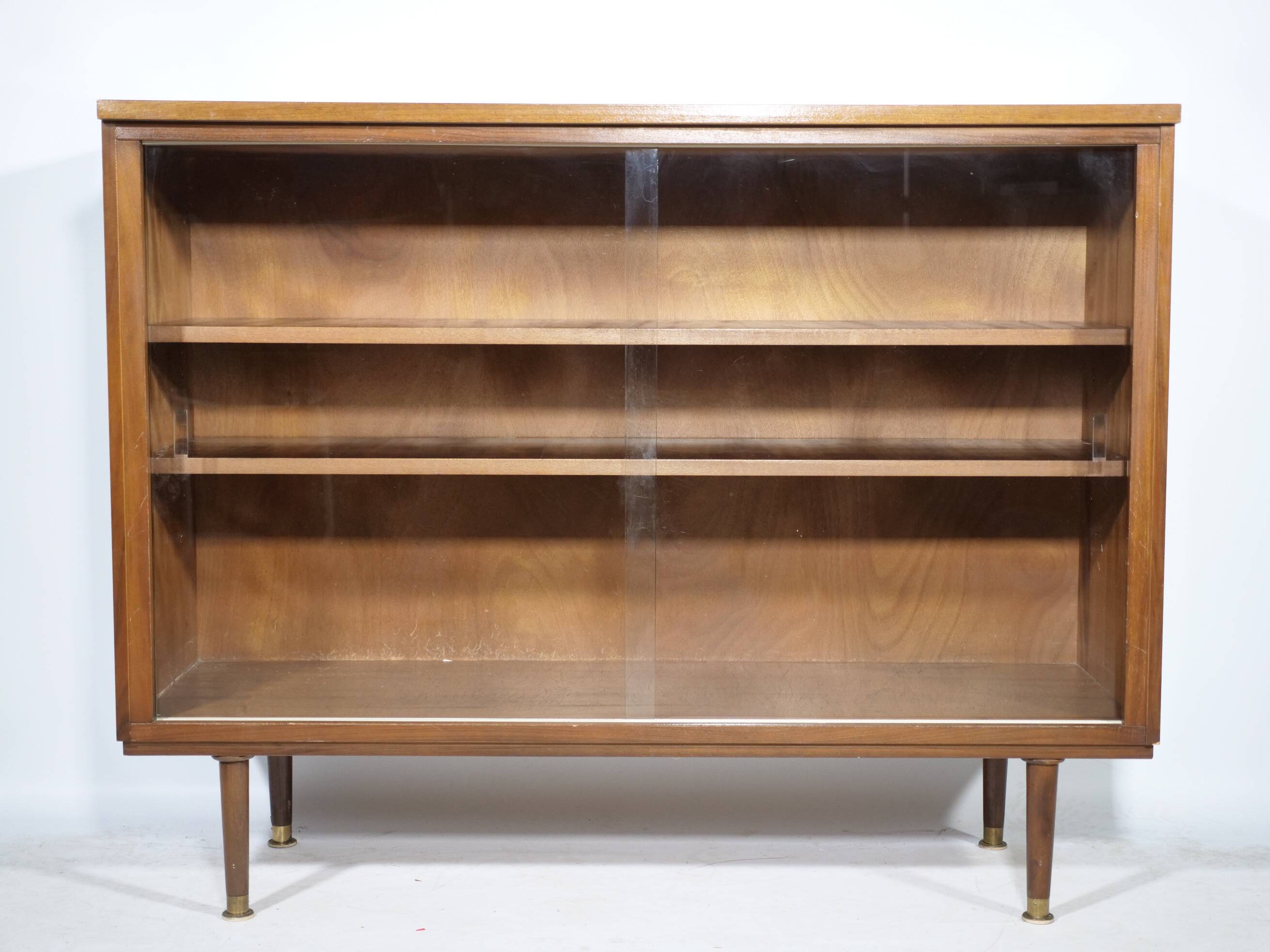 Showcase Cabinet 1960s Sideboard Sliding Door Walnut