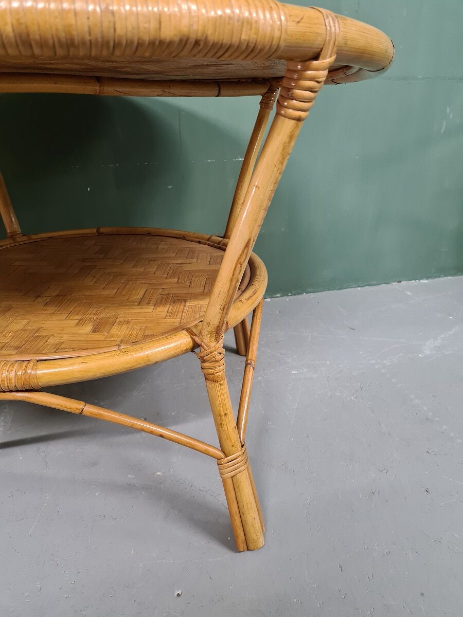 Retro Rattan Coffee Table 1990s.