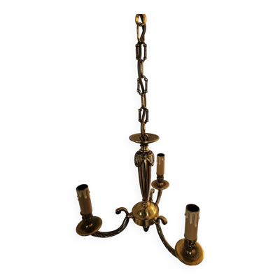 Lustre en bronze à 3 bras de lumière de style Louis XV