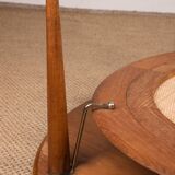 Danish round coffee table in teak, brass and cane, model FD 515 by Peter Hvidt 1960.