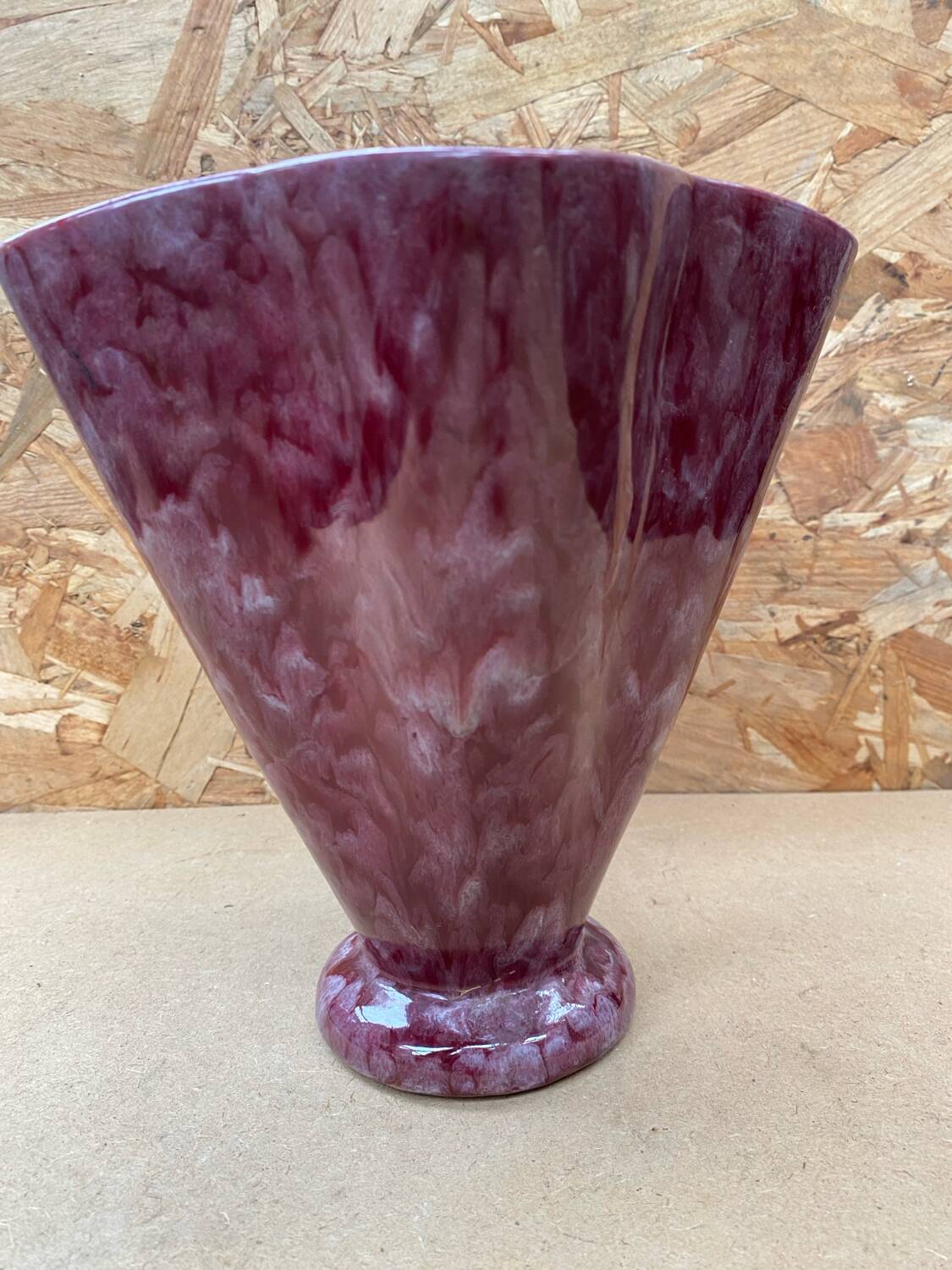 Antique Vase Corolle J. GUET Ceramic Pink Speckled Vintage