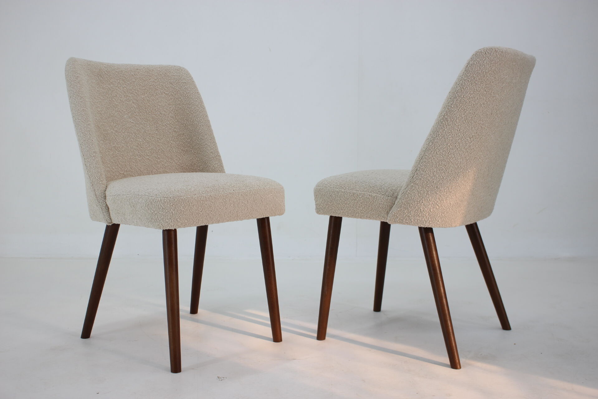 1960s pair of side chairs in bouclé