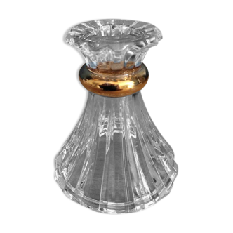 Crystal candle holder molded glass gilded