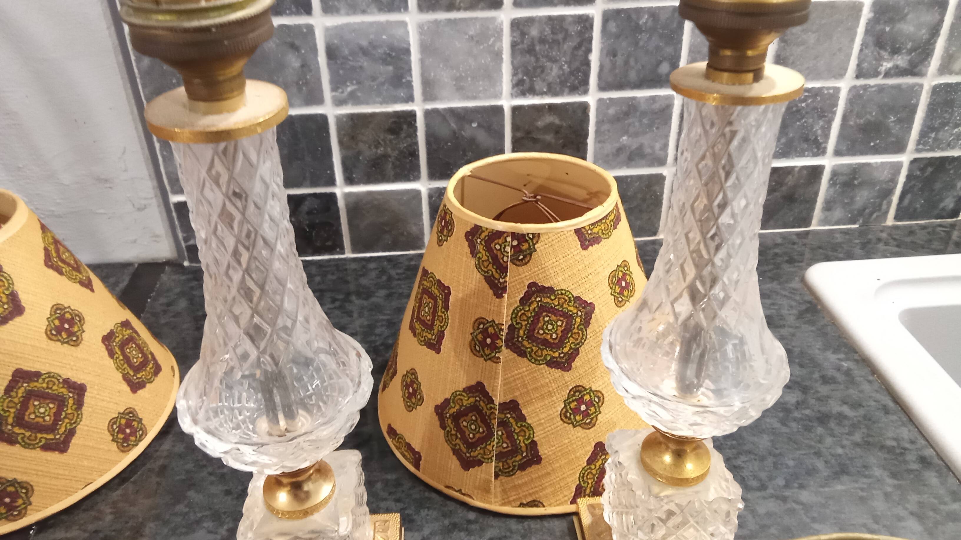 Pair of vintage glass bedside lamps from the 50s