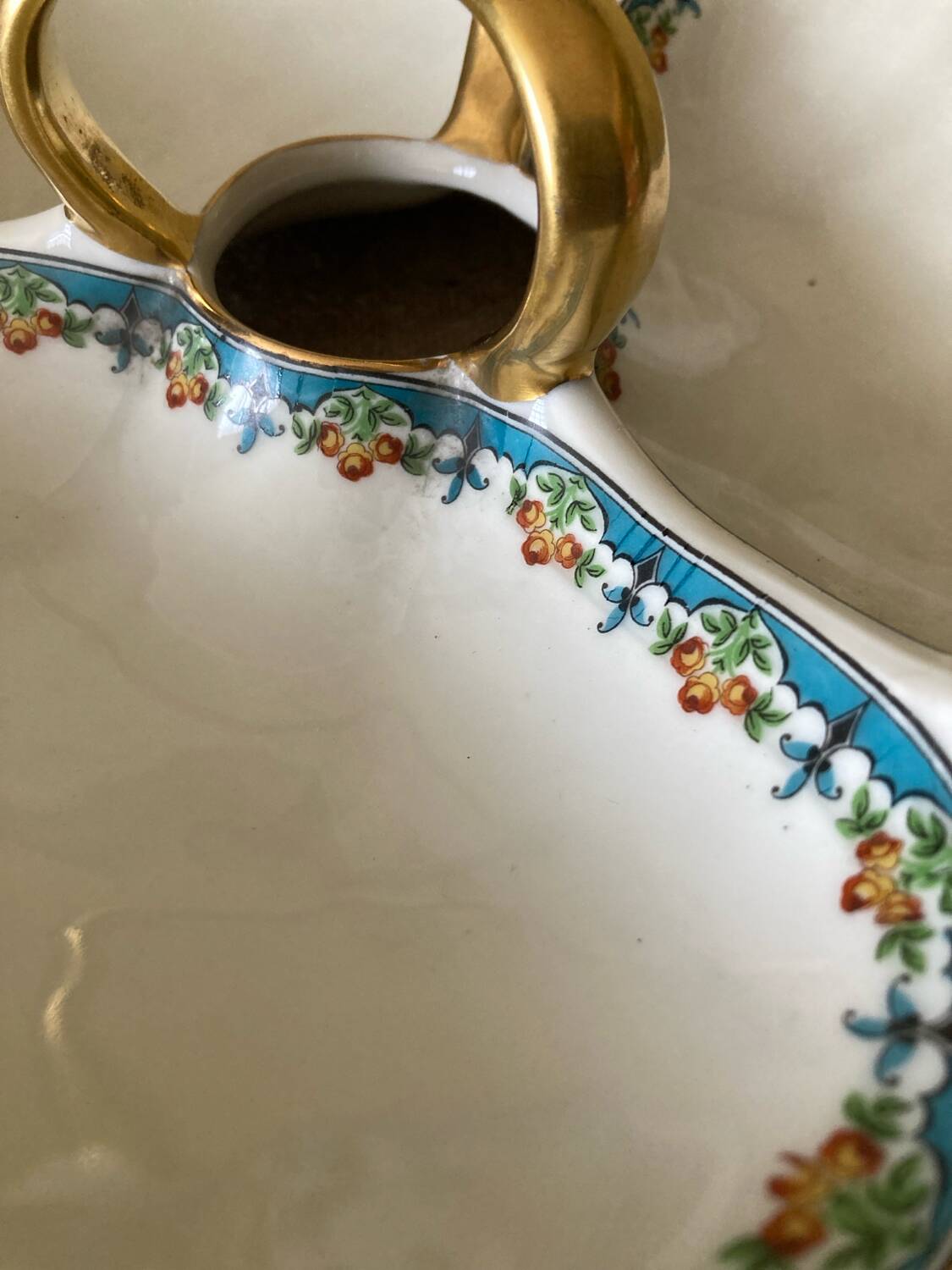 Three-compartment Limoges Havilland porcelain mendicant servant - Le Tanneur