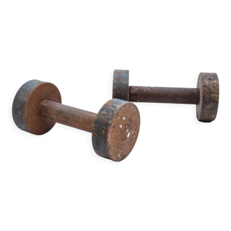 Pair of vintage cast iron dumbbells