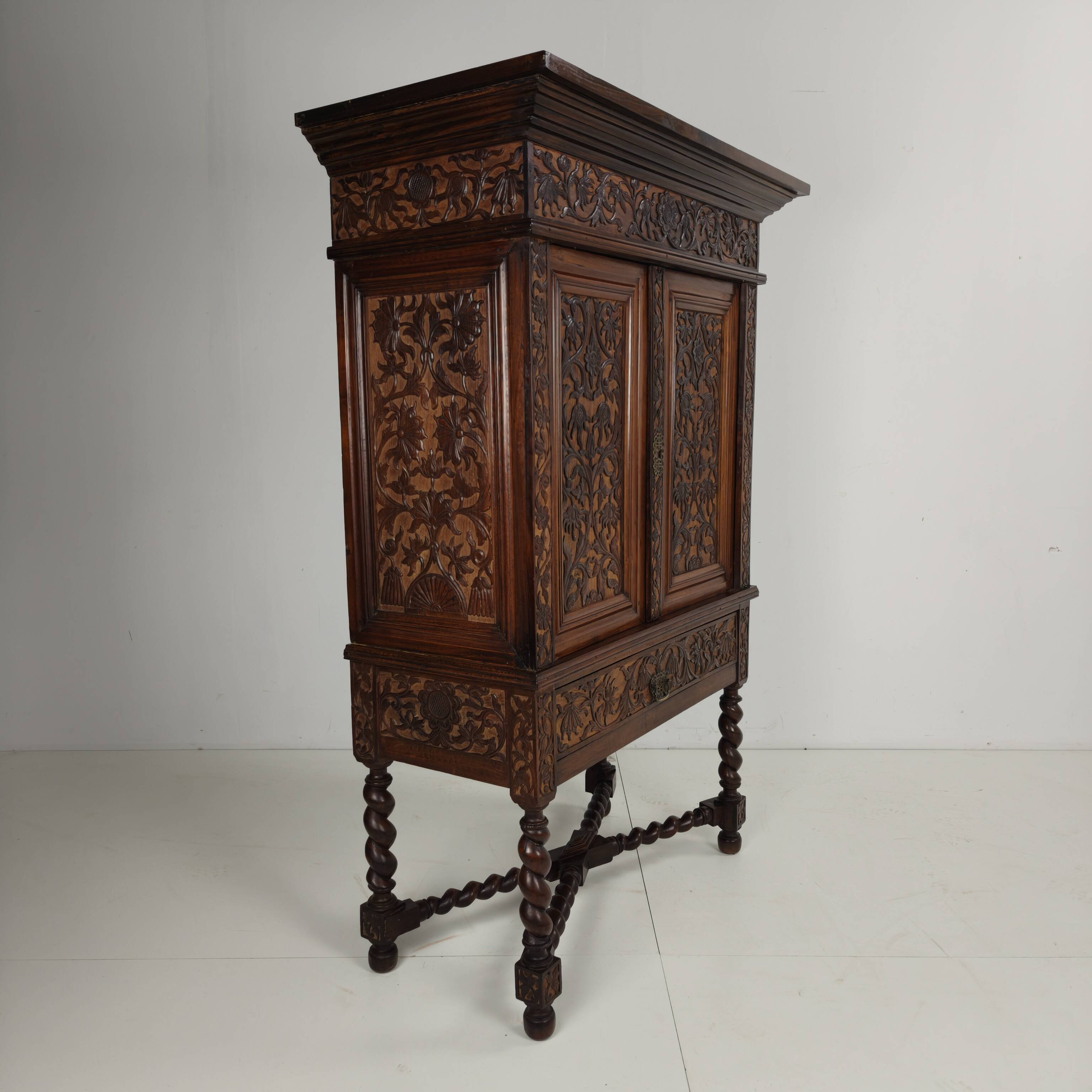 19th Century Carved Colonial Cabinet – Dutch East Indies