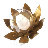Lampe applique fleur dorée et flute satinée