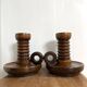 Pair of turned wooden candlesticks from the 70s