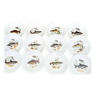 12 fish plates, chamtoured, Sologne porcelain