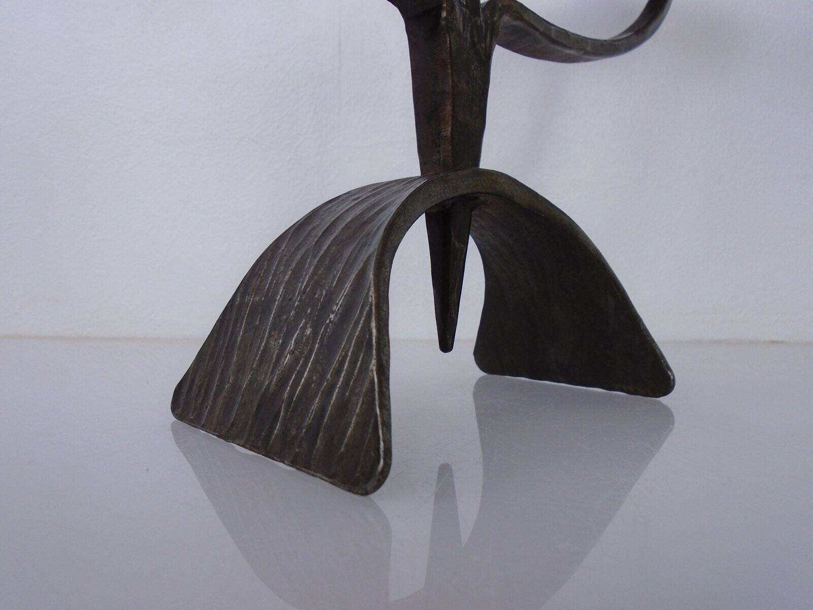 German Brutalist Iron Candleholder, 1960s