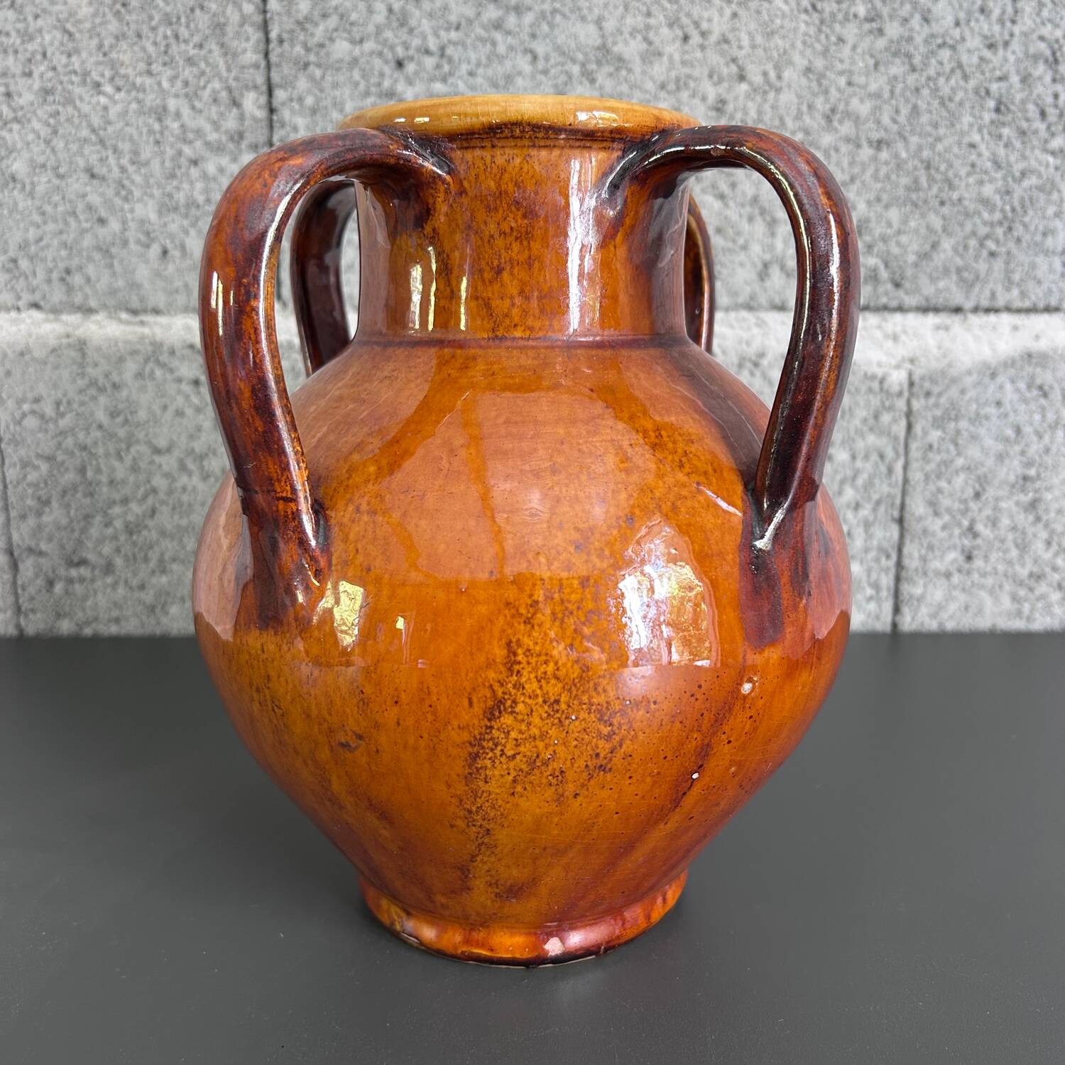 Signed 4-handled vase