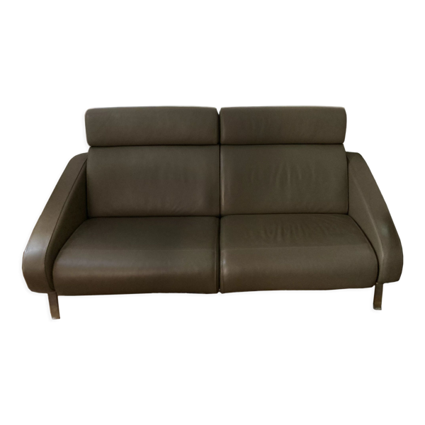 Canapé Steiner Faubourg cuir olive - Bon état sur Selency