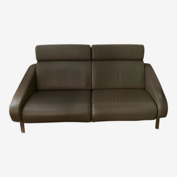 Steiner Faubourg olive leather sofa