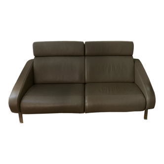 Steiner Faubourg olive leather sofa