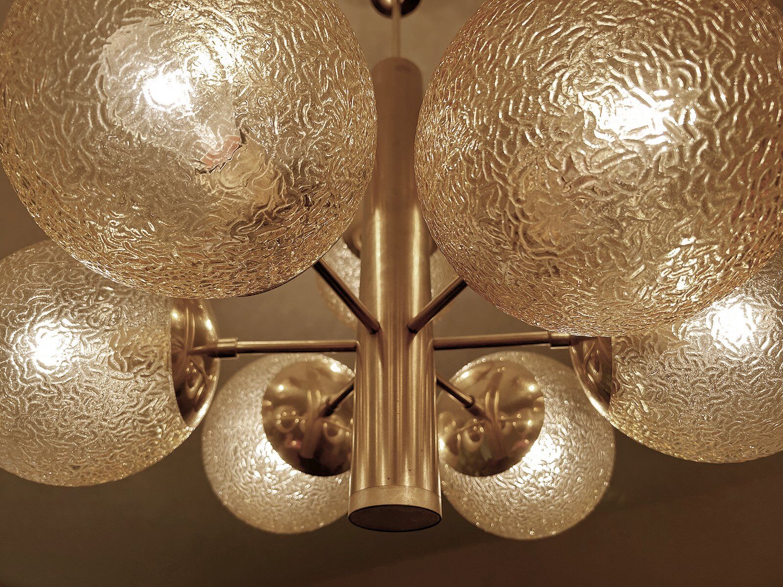 Grand lustre en verre de l'ère spatiale, années 1970