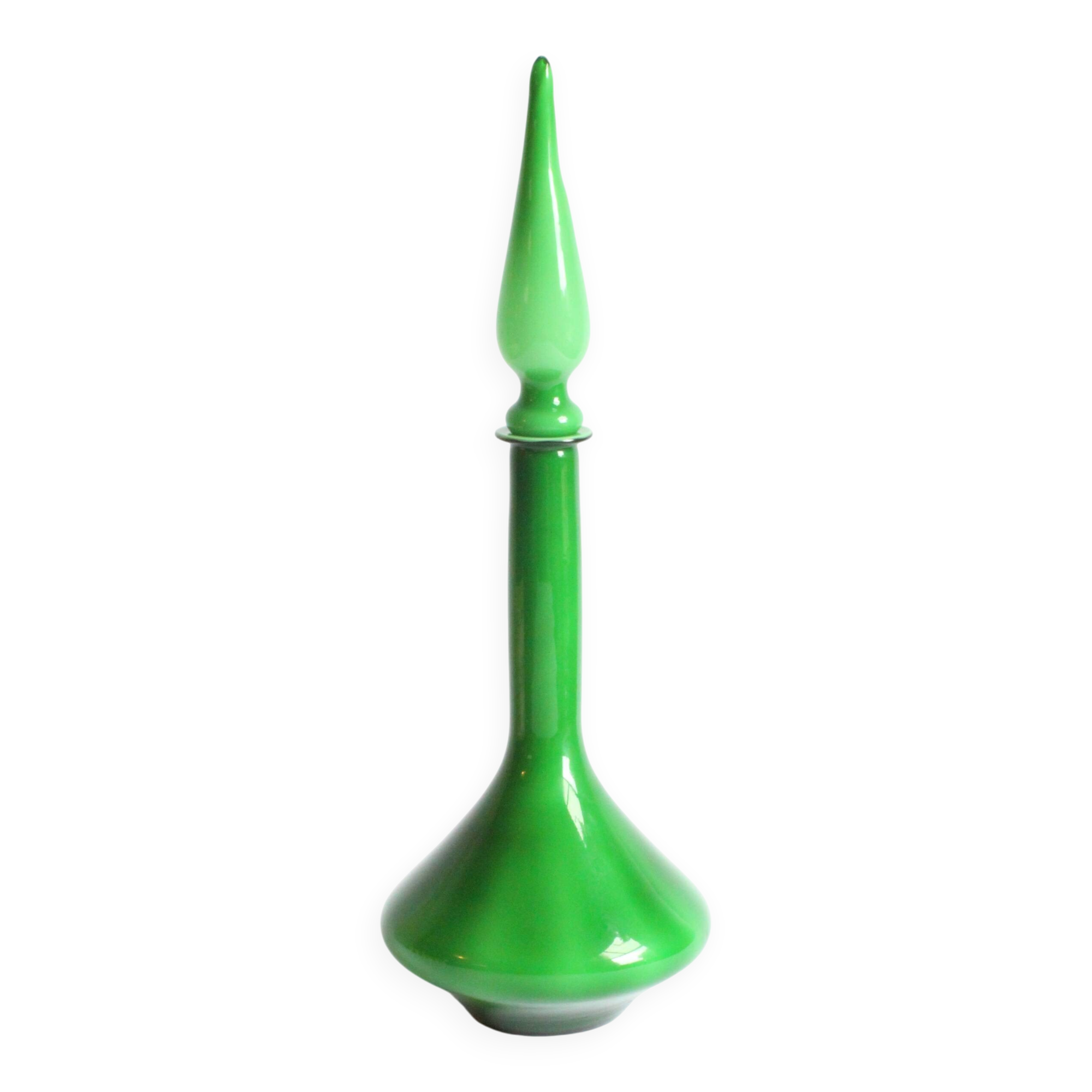 Cased Glass Genie Bottle, Empoly 1970s