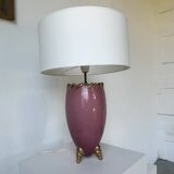 Pink and gold ceramic tripod table lamp