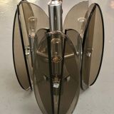 Italian chandelier 70s in beveled brown smoked glass