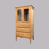 Art Deco glass-fronted Parisian buffet in raw wood