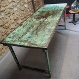 Green patinated metal workshop table 1950