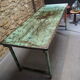 Green patinated metal workshop table 1950