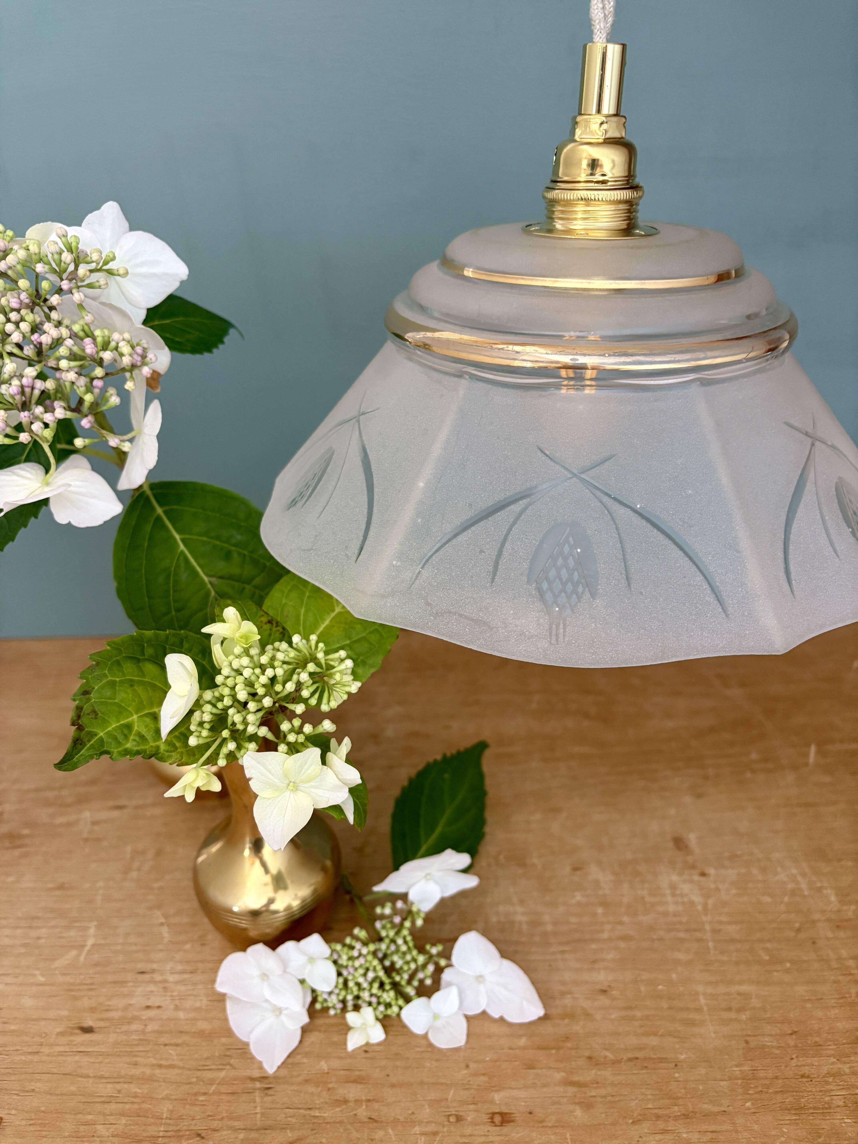 Vintage frosted glass lampshade pendant light